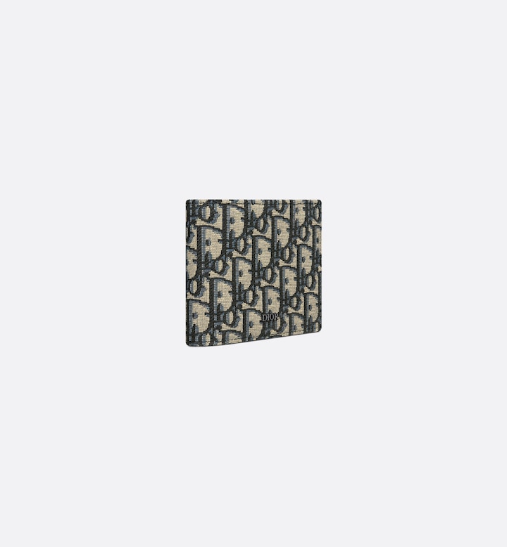Compact Wallet Beige and Black Oblique Jacquard