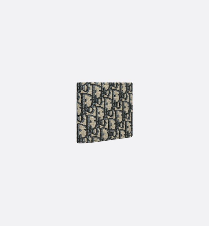Compact Wallet Beige and Black Oblique Jacquard
