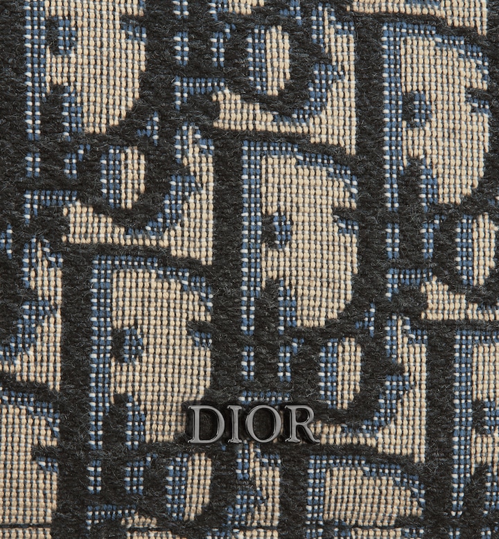 Card Holder Beige and Black Oblique Jacquard with Black Grained Calfskin