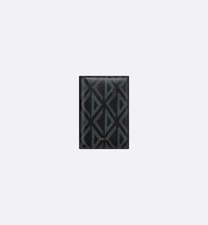 Vertical Bifold Card Holder  Black CD Diamond Canvas