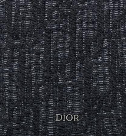 Vertical Long Zipped Wallet Black Oblique Jacquard