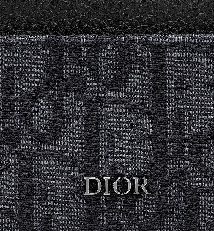 Card Holder Black Oblique Jacquard and Black Grained Calfskin
