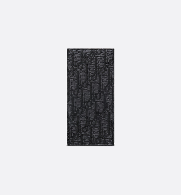 Vertical Long Wallet Black Oblique Jacquard