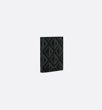 Vertical Bifold Card Holder  Black CD Diamond Canvas