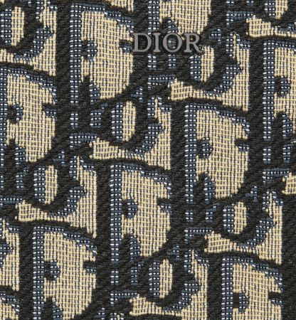 Zipped Long Wallet Beige and Black Oblique Jacquard