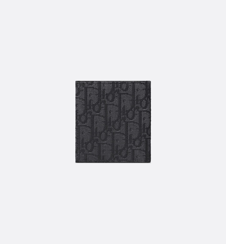 Vertical Bifold Wallet Black Oblique Jacquard