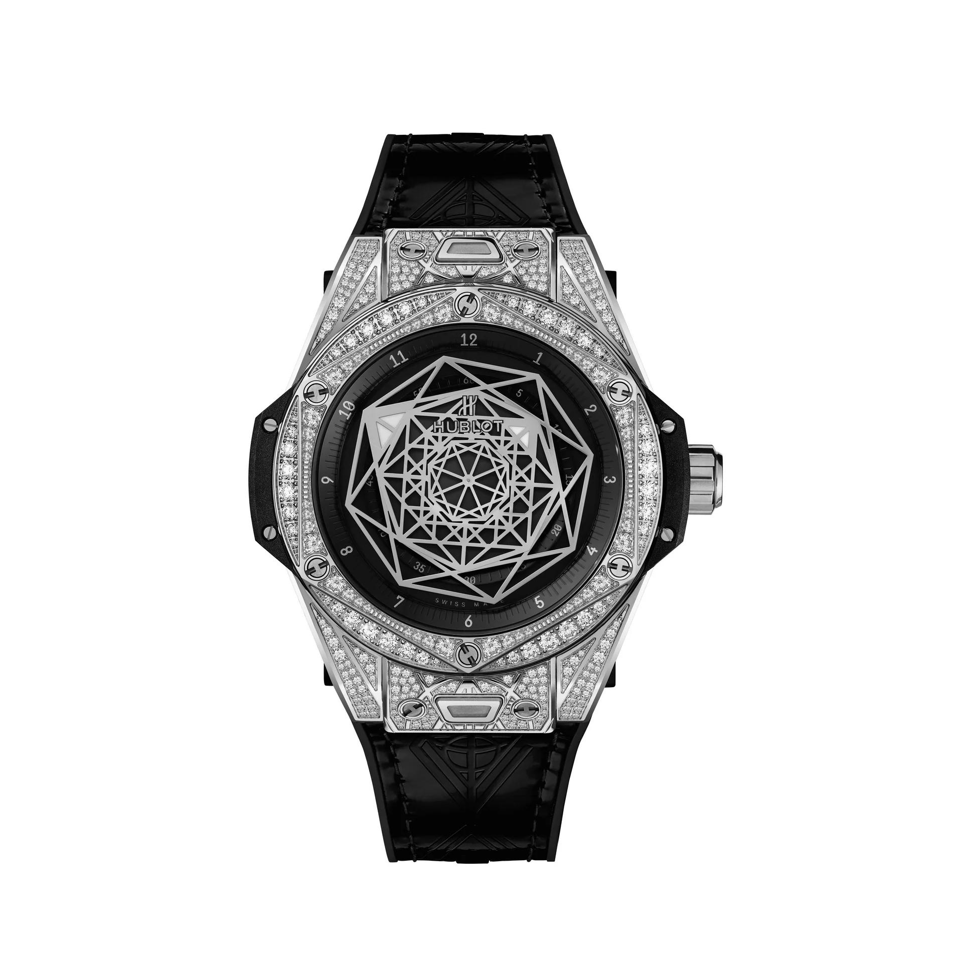 Stainless Steel 39mm Automatic Big Bang Watch With Diamonds
