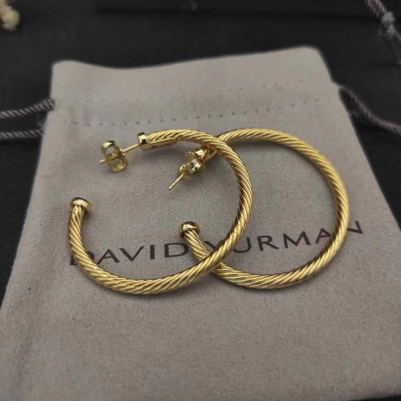 Cable Hoop Earrings Twisted 18 Karat Yellow Gold Hoop Earrings