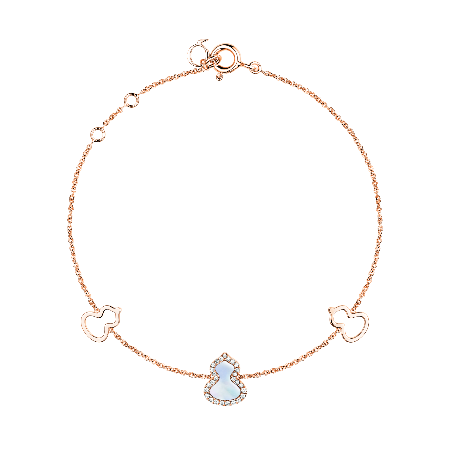 Petite Wulu bracelet in 18K rose gold with diamonds and mother of pearl