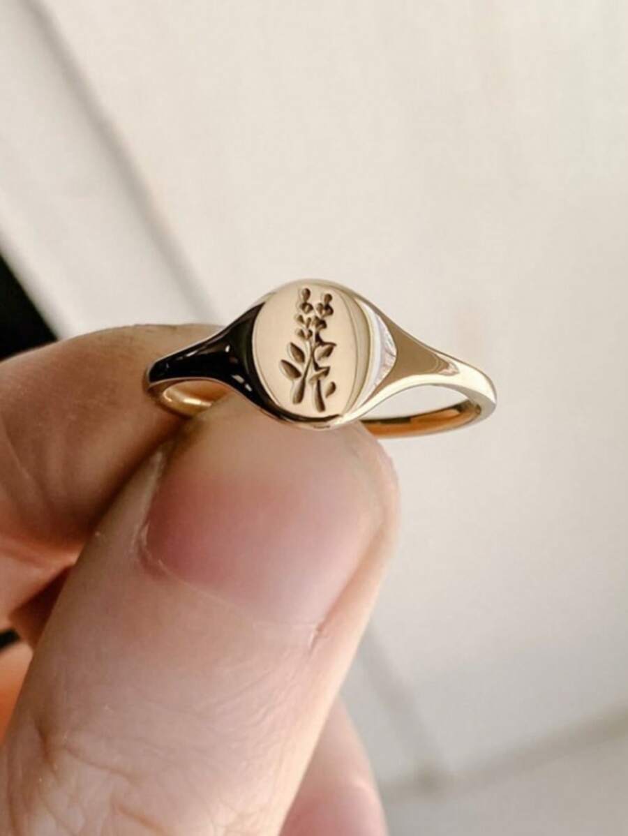 1 Piece Stylish Minimalist Lavender Plant Decor Women's Ring