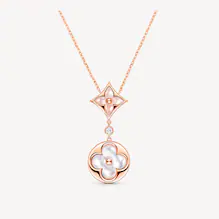 Color Blossom Necklace, Pink Gold, Pink Mother-Of-Pearl, White Mother-Of-Pearl And Diamond