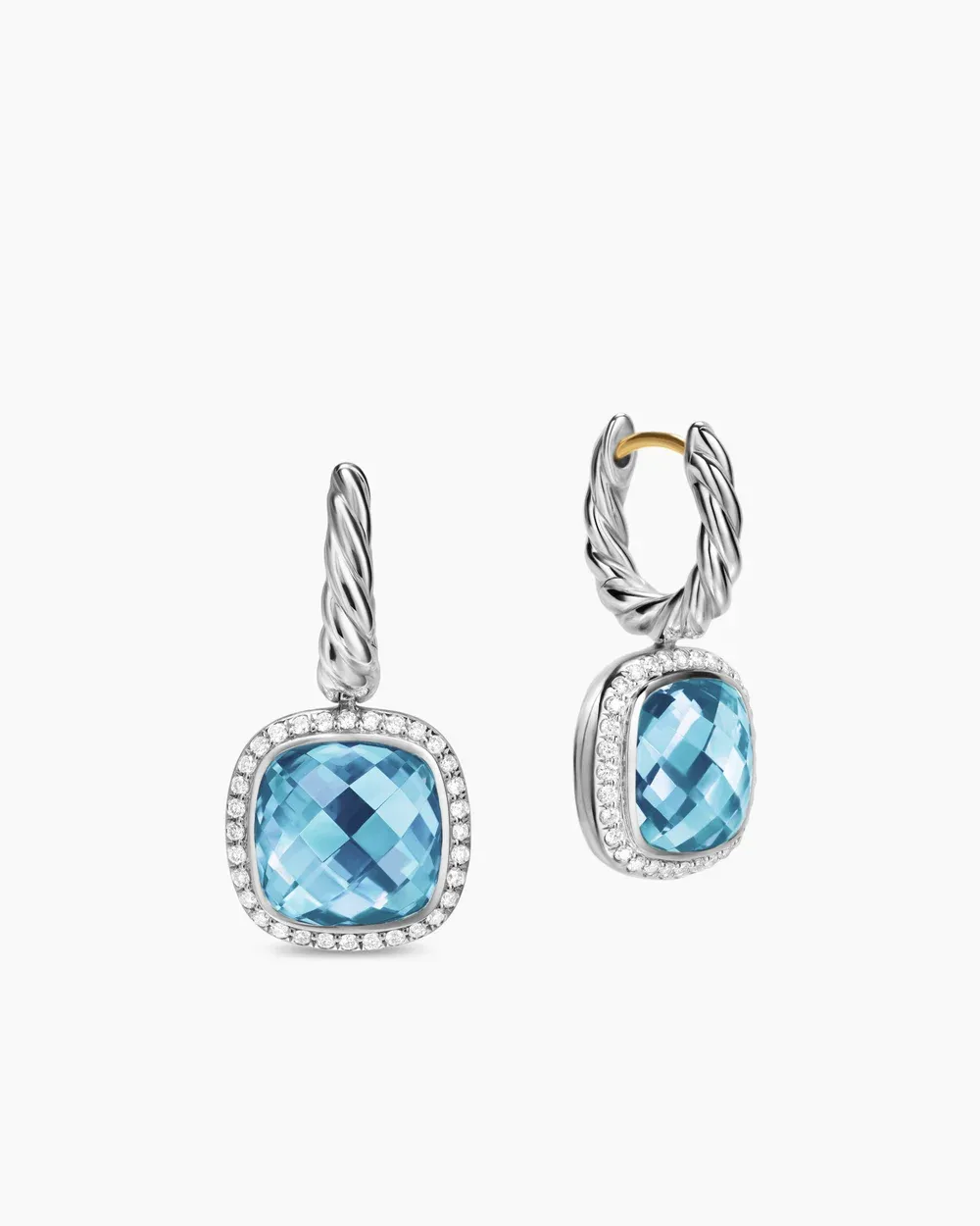 Albion® Drop Earrings Sterling Silver with Blue Topaz and Diamonds