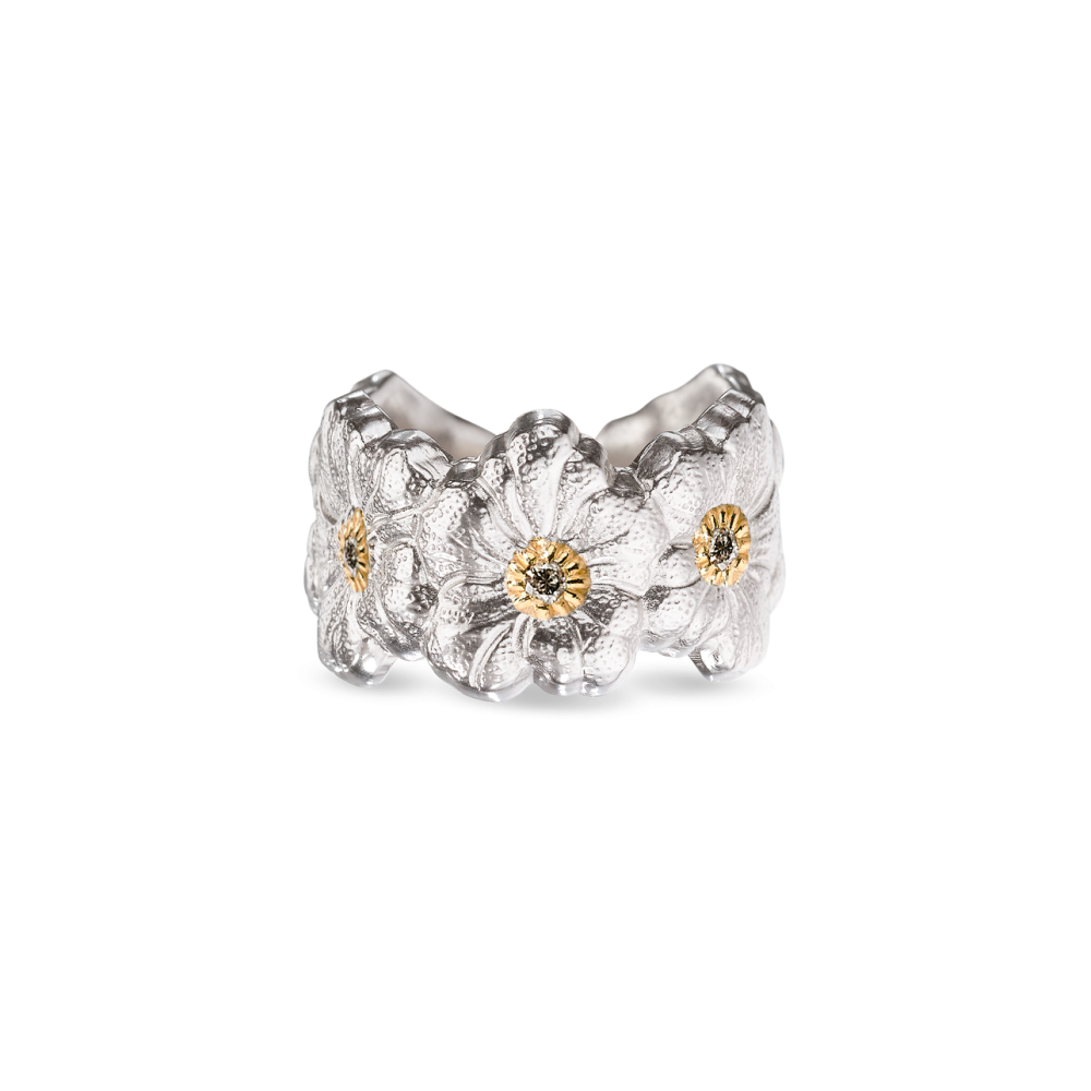 BLOSSOMS SILVER AND VERMEIL ETERNELLE RING WITH FANCY BROWN DIAMONDS