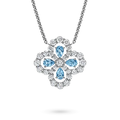 Diamond Loop Full Motif Aquamarine and Diamond Pendant