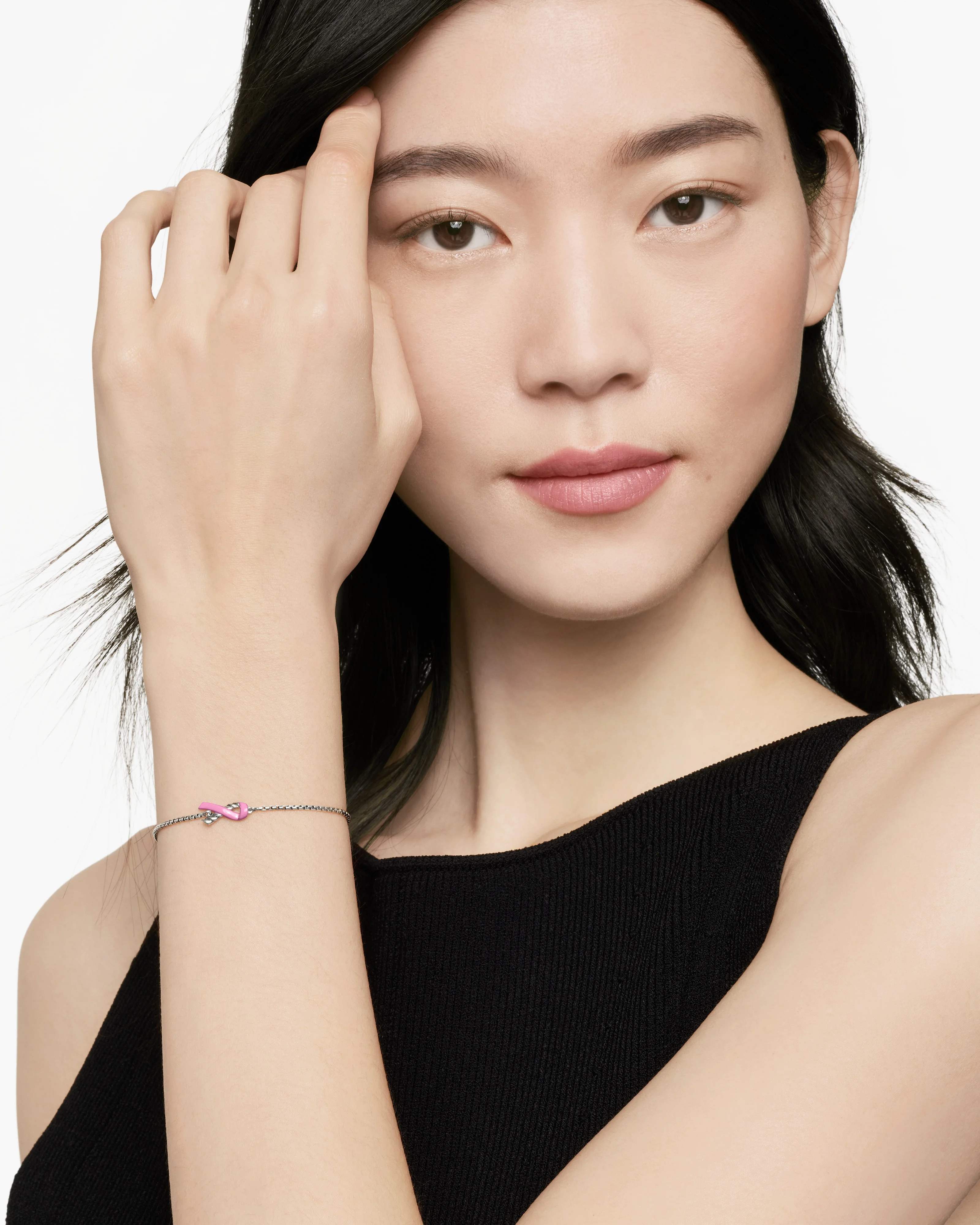 Cable Collectibles® Ribbon Chain Bracelet Sterling Silver with Pink Enamel