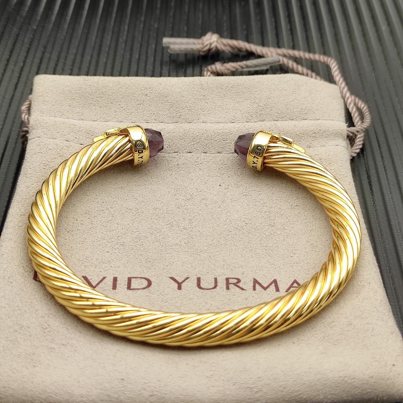 7mm Cable Bracelet with Amethyst & Diamond Accents