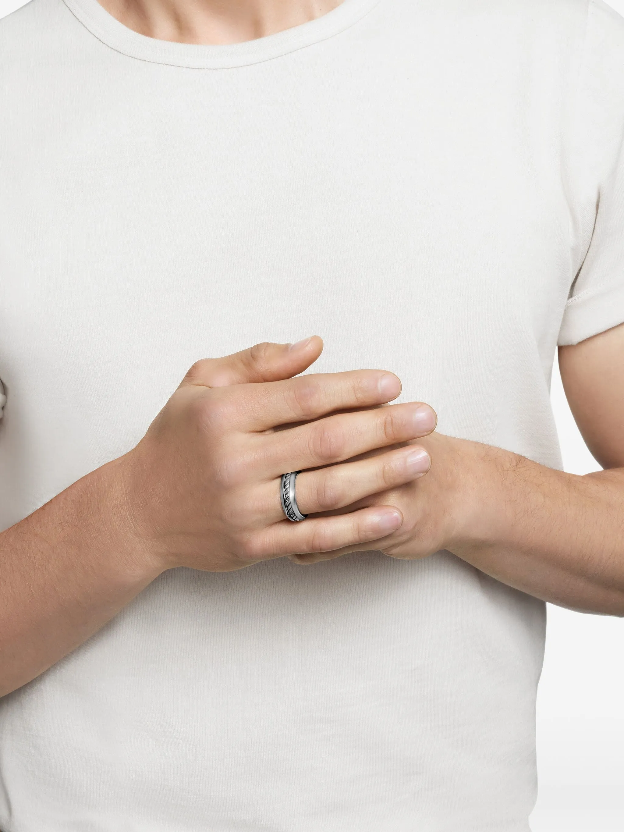 Dathtvid Yurthtman sterling silver Cable Inset band ring