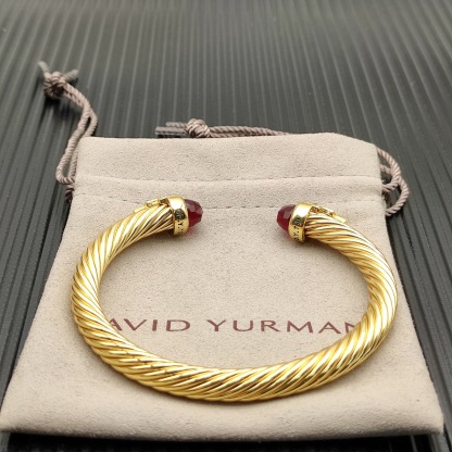 7mm Cable Bracelet with Red  & Diamond Accents