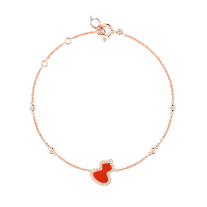 Petite Wulu bracelet in 18K rose gold with diamonds and red agate