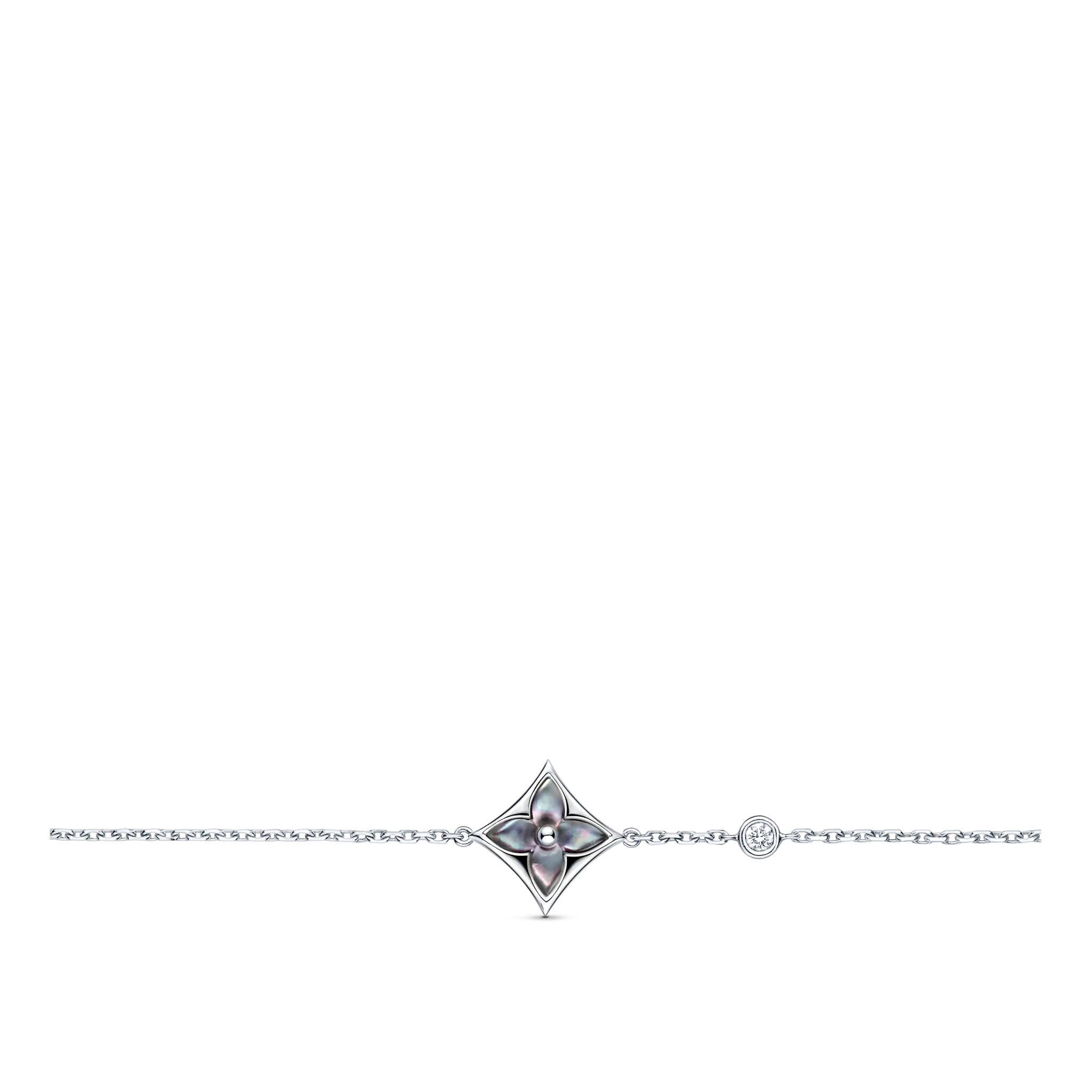 Color Blossom Bb Star Bracelet, White Gold, Grey Mother-Of-Pearl And Diamond