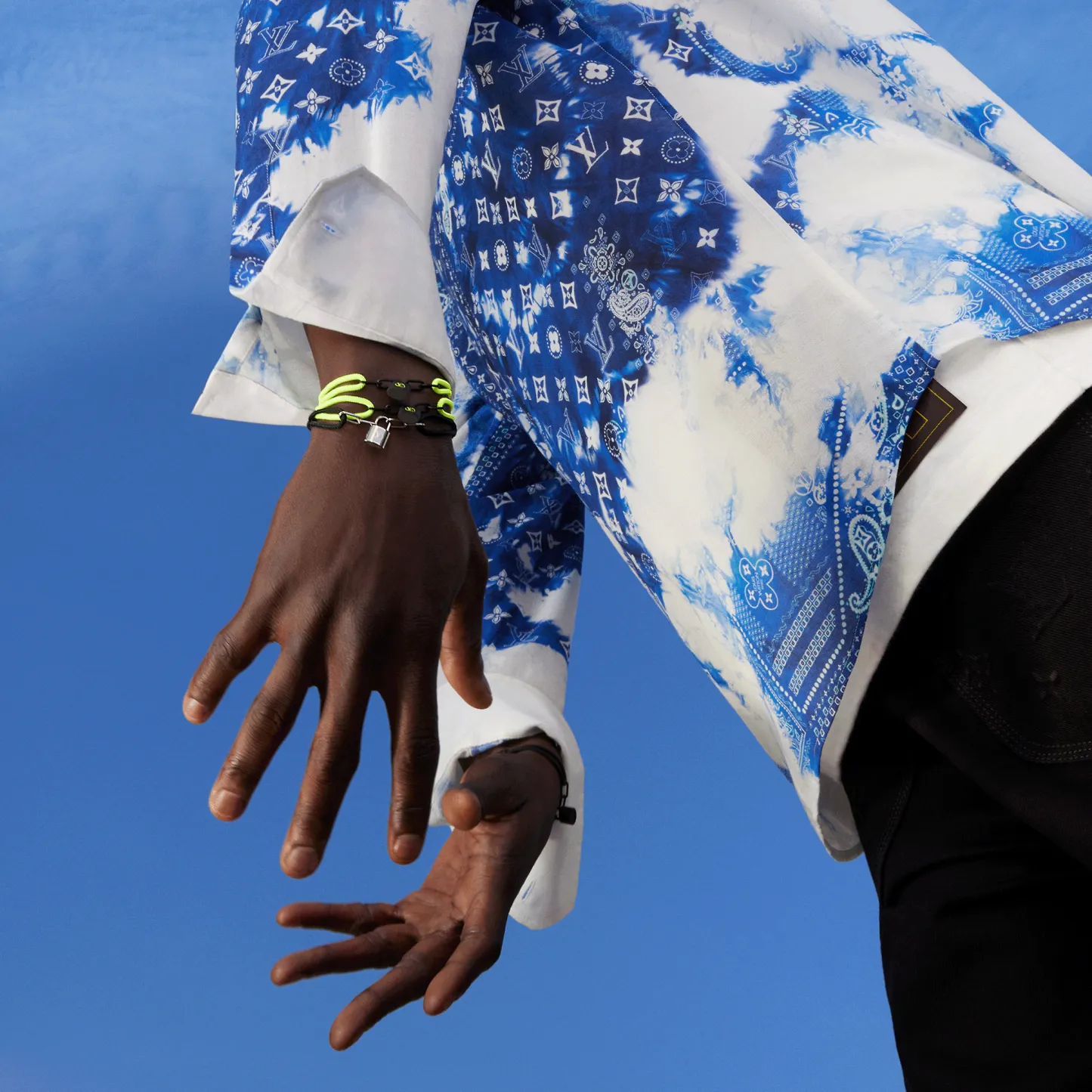 Silver Lockit Bracelet, Silver and Blue Polyester Cord