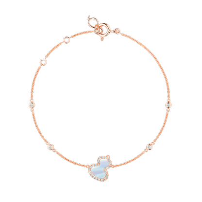 Petite Wulu bracelet in 18K rose gold with diamonds and mother of pearl