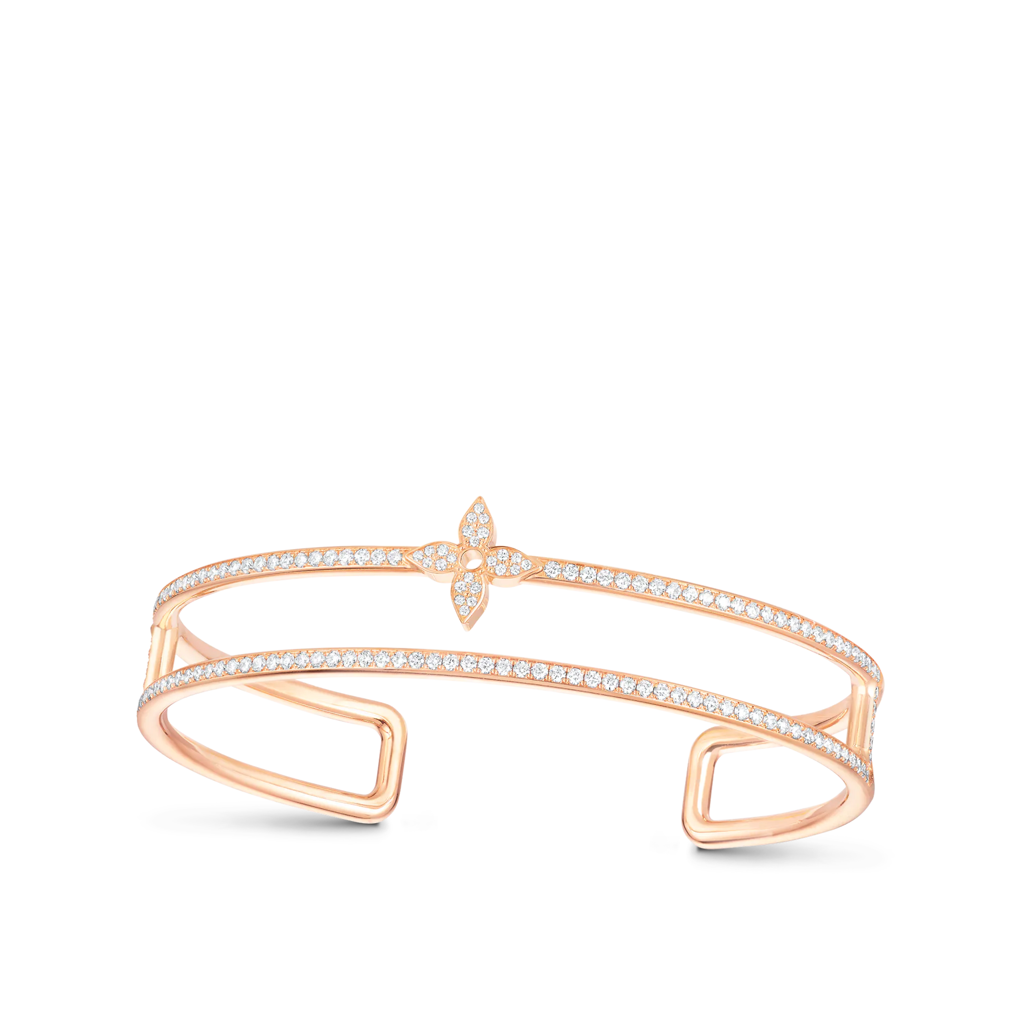 Idylle Blossom Two-Row Bracelet, Pink Gold And Diamonds