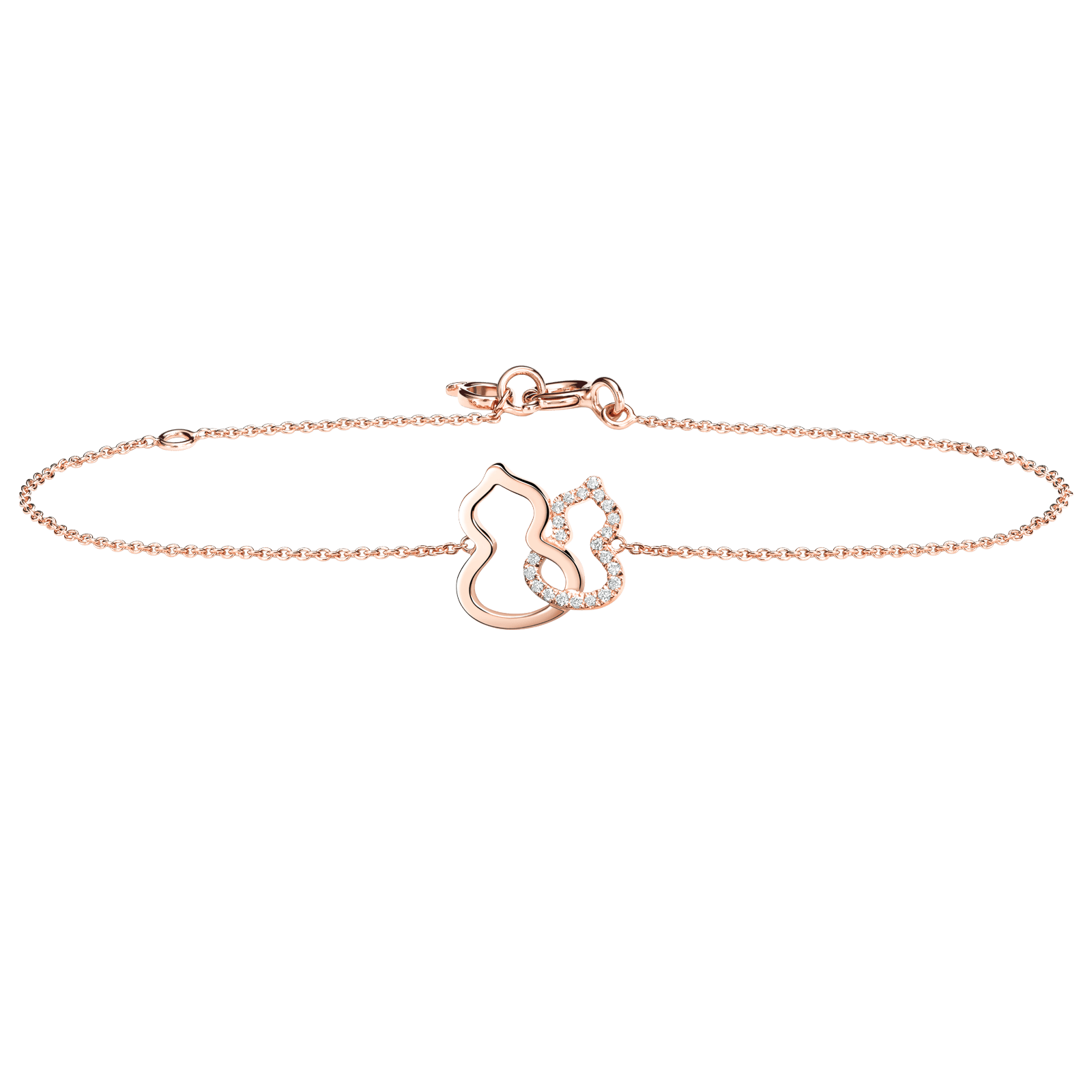 Petite Double Wulu bracelet in 18K rose gold with diamonds
