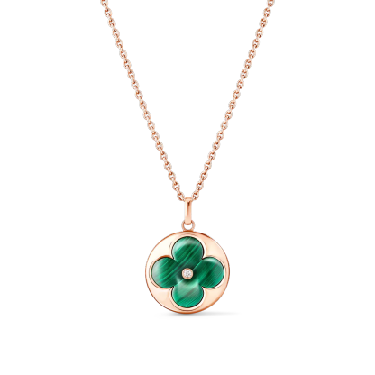 Color Blossom XL Medallion, Pink Gold, Malachite and Diamond