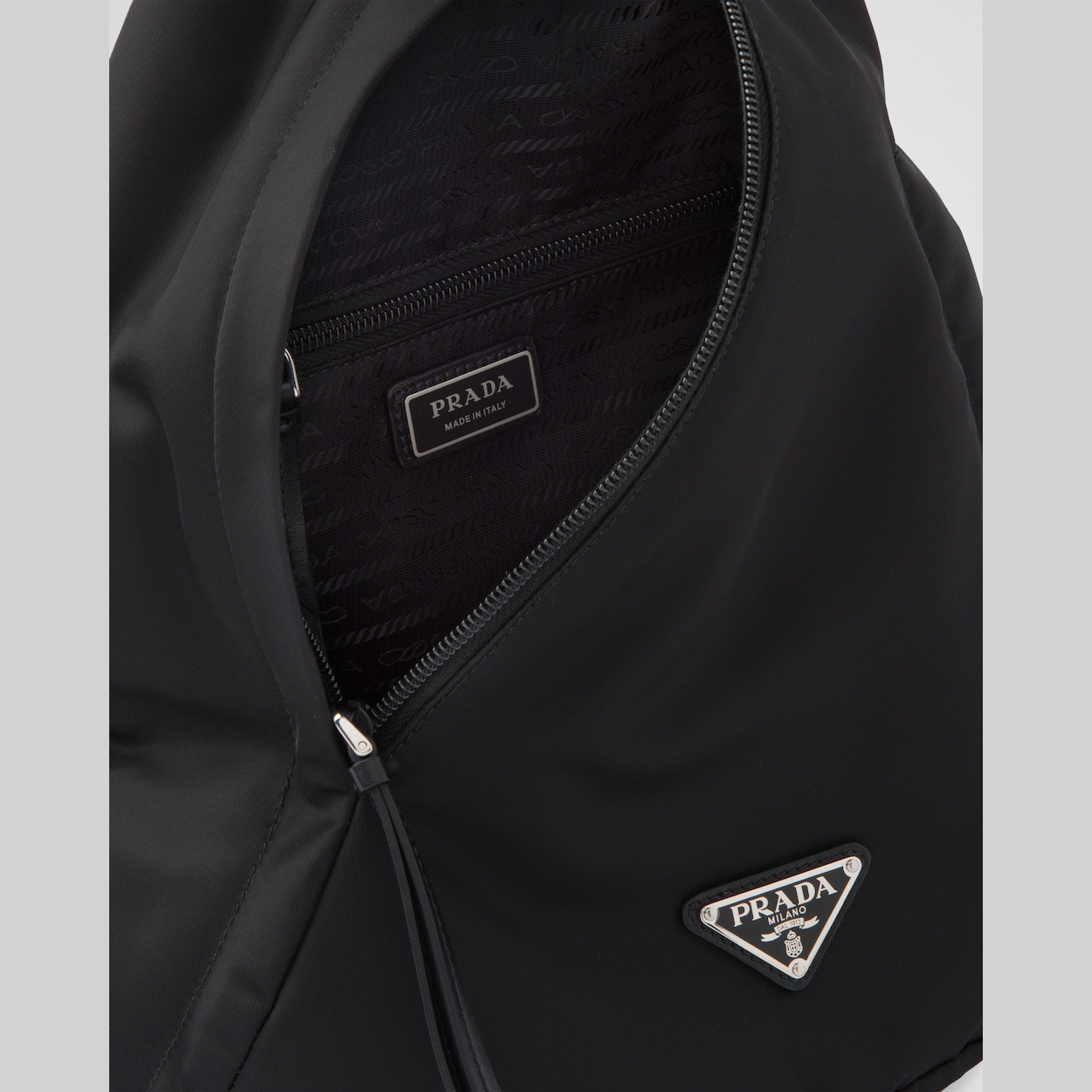 Re-Nylon and leather backpack