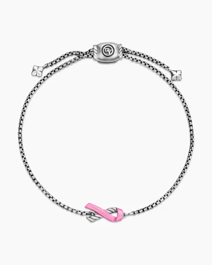 Cable Collectibles® Ribbon Chain Bracelet Sterling Silver with Pink Enamel