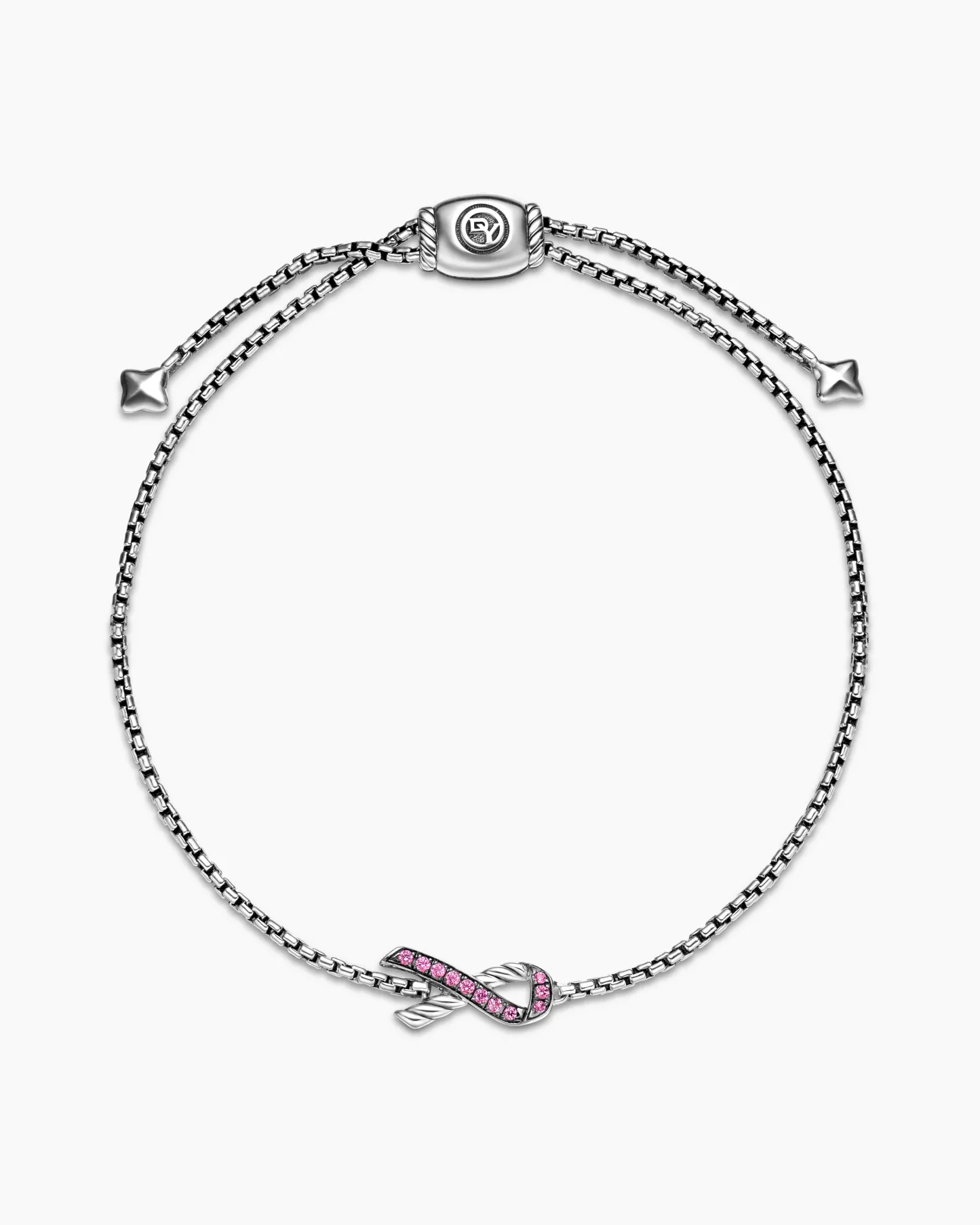 Cable Collectibles® Ribbon Chain Bracelet Sterling Silver with Pavé Pink Sapphires