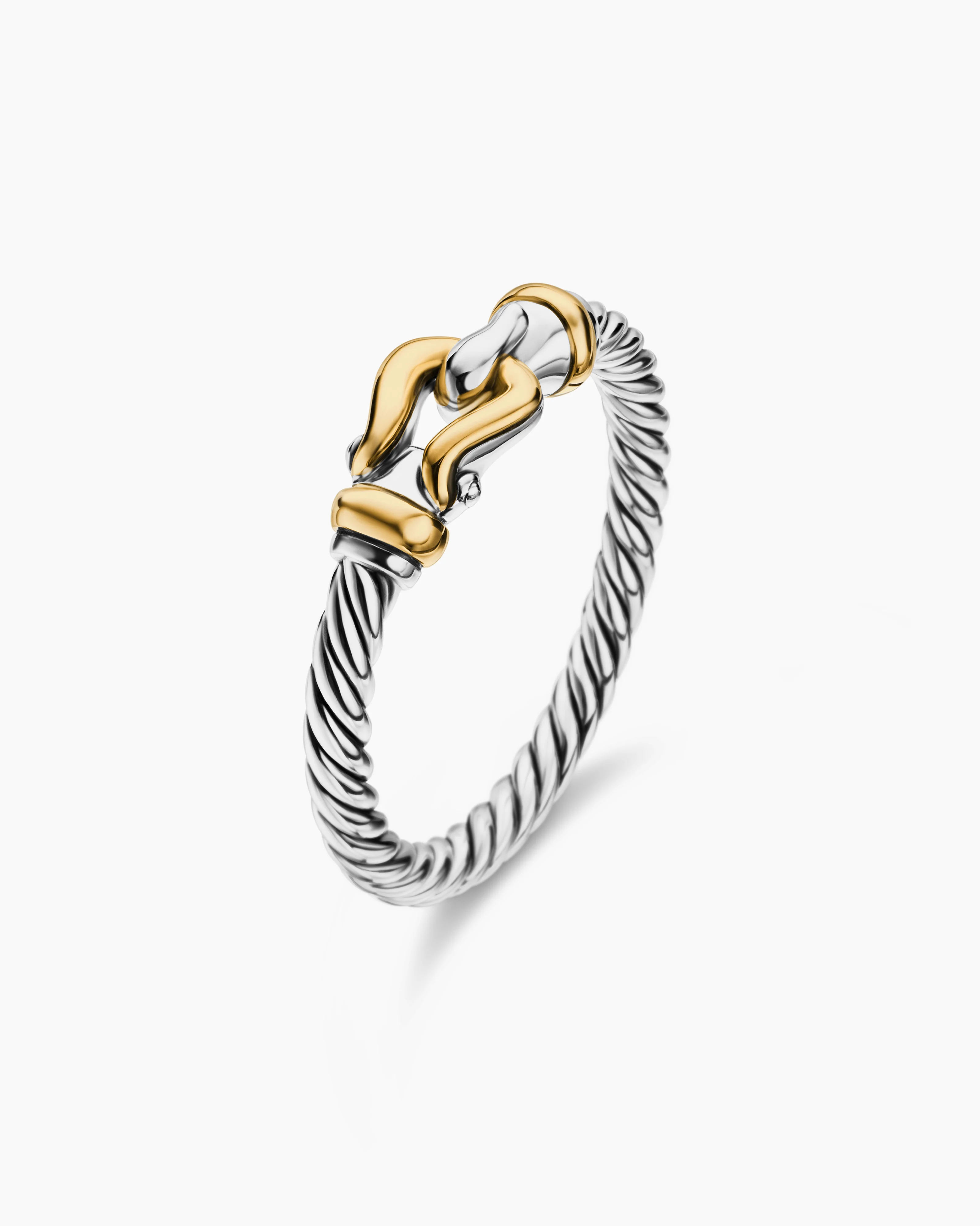 Petite Buckle Ring Sterling Silver with 18K Yellow Gold, 2mm
