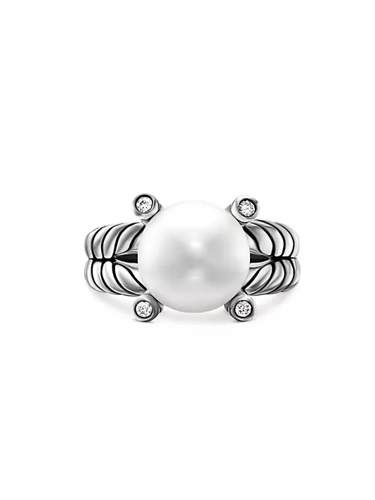 Dathtvid Yurthtman  Cable Collectibles® Pearl Ring with Diamonds