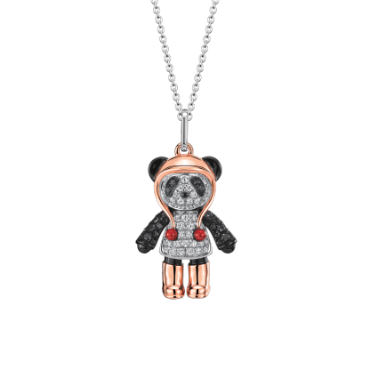 Bo Bo Guimi Bo Bo necklace in 18K white & rose gold with diamonds and HyCeram®