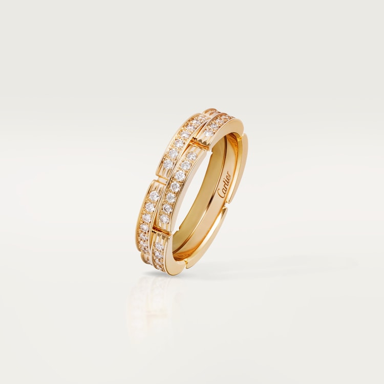 MAILLON PANTHÈRE WEDDING BAND, 2 HALF DIAMOND-PAVED ROWS