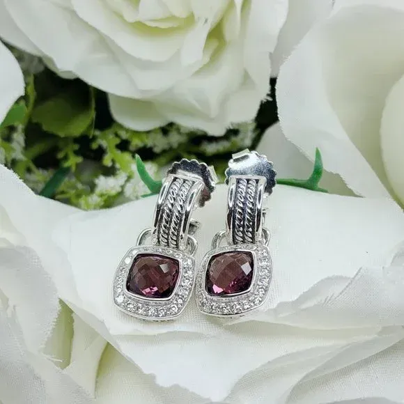 Albion® Drop Earrings Sterling Silver with Red Onyx and Diamonds