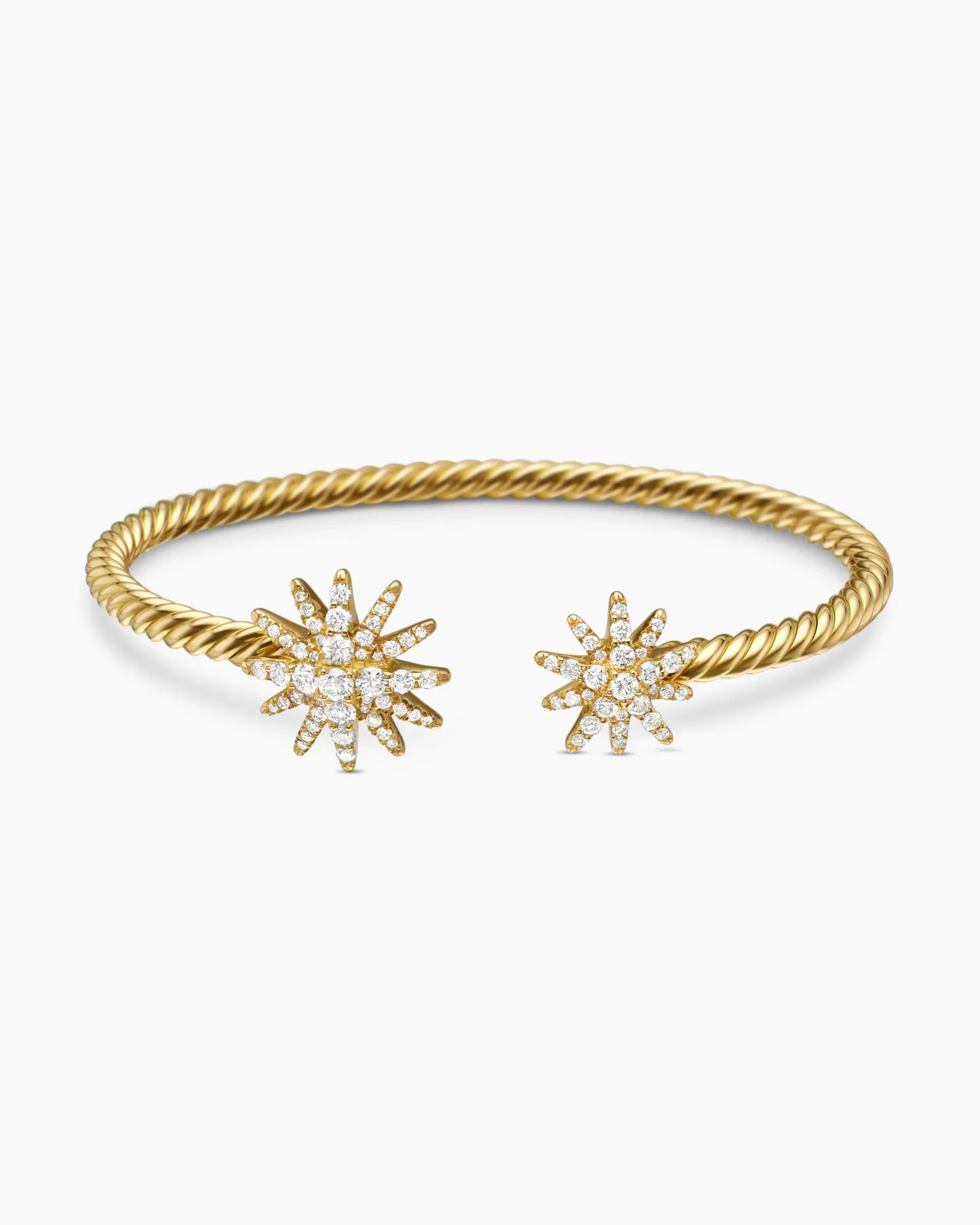 Starburst Cable Bracelet 18K Yellow Gold with Diamonds, 3.5mm, 4mm