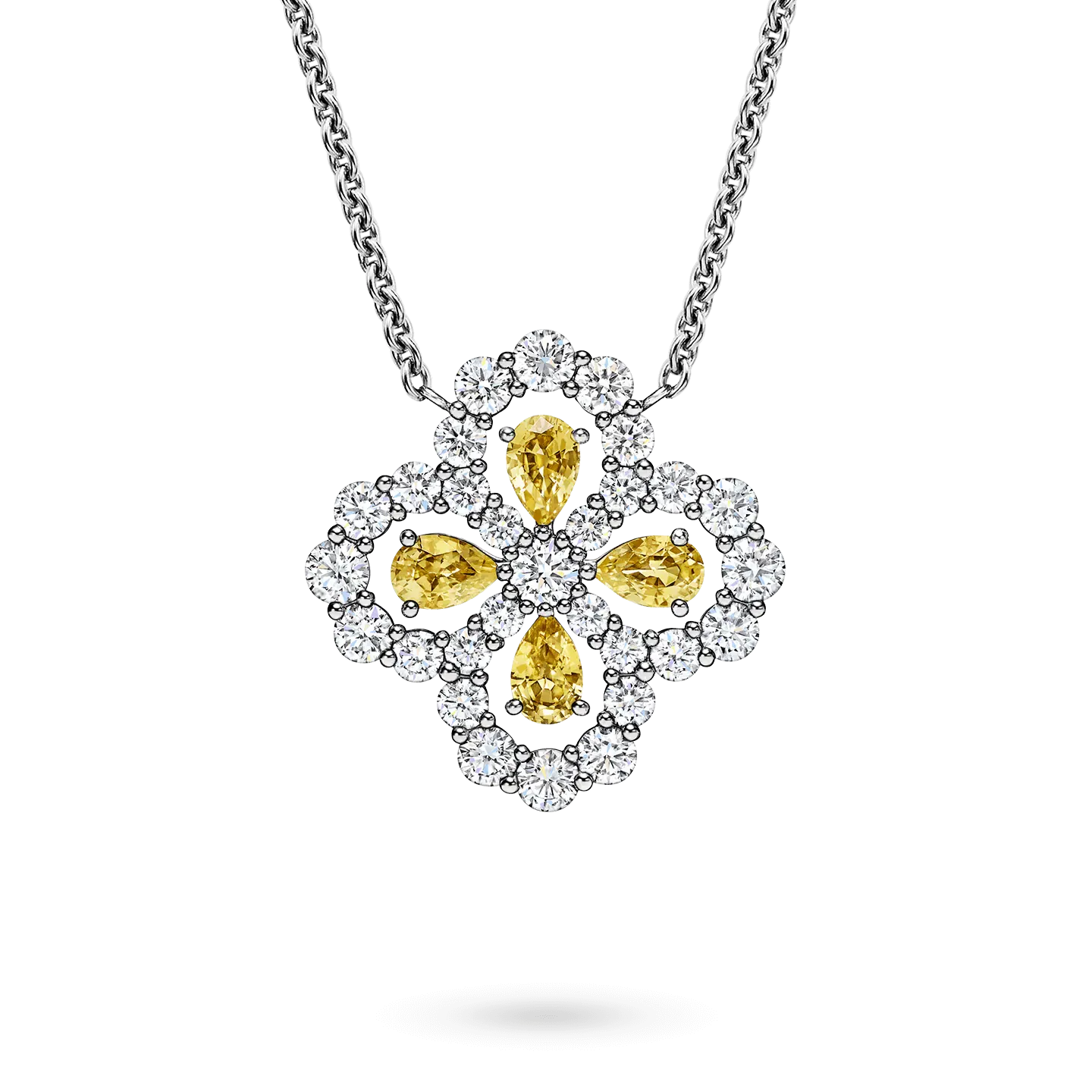 Diamond Loop Full Motif Yellow Sapphire and Diamond Pendant