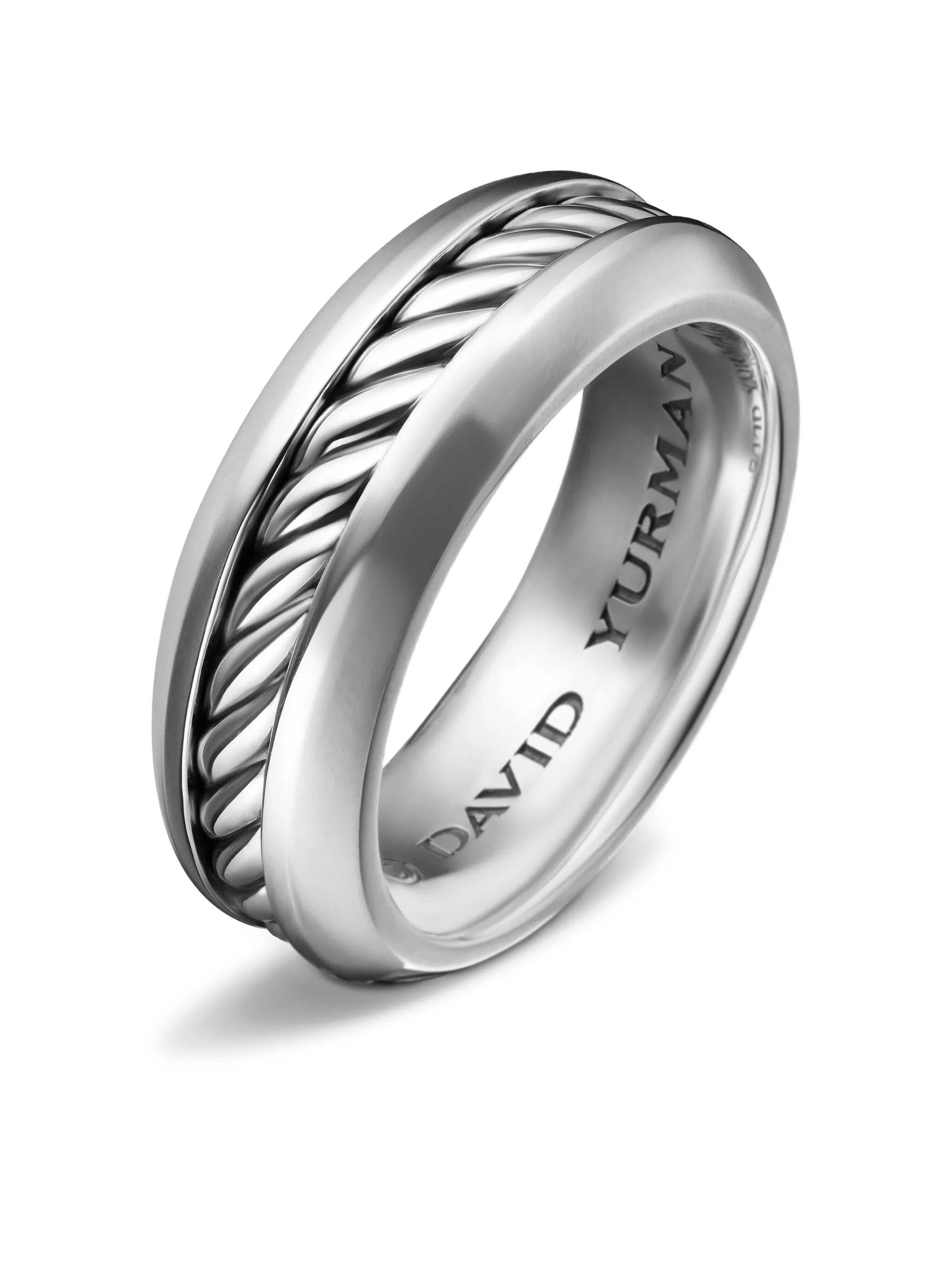 Dathtvid Yurthtman sterling silver Cable Inset band ring