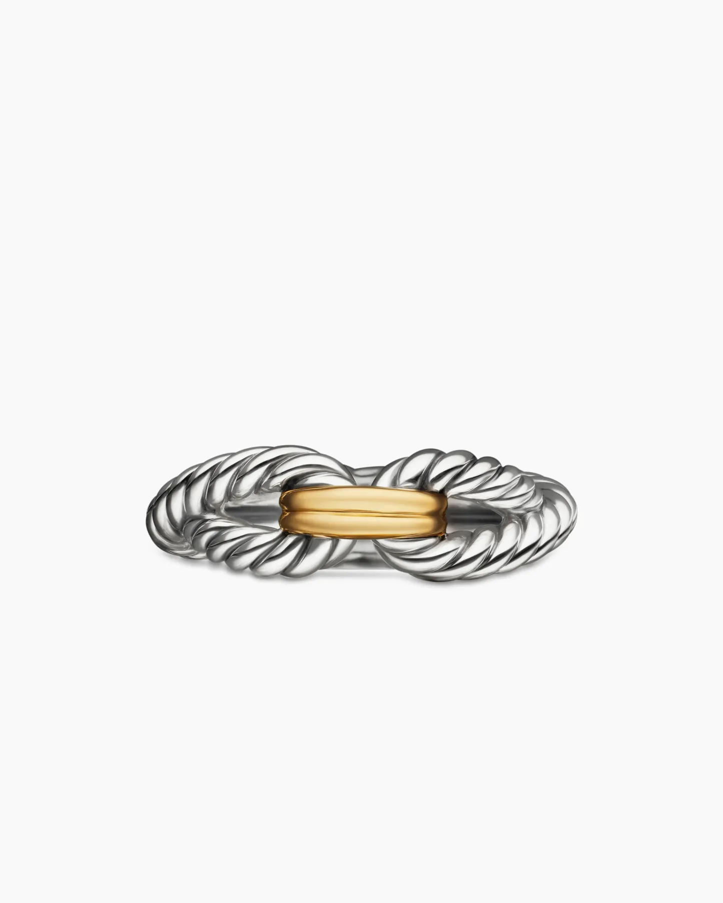 Cable Loop Band Ring Sterling Silver with 18K Yellow Gold