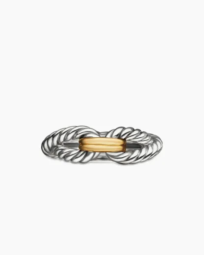 Cable Loop Band Ring Sterling Silver with 18K Yellow Gold