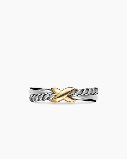 Petite X Ring Sterling Silver with 18K Yellow Gold