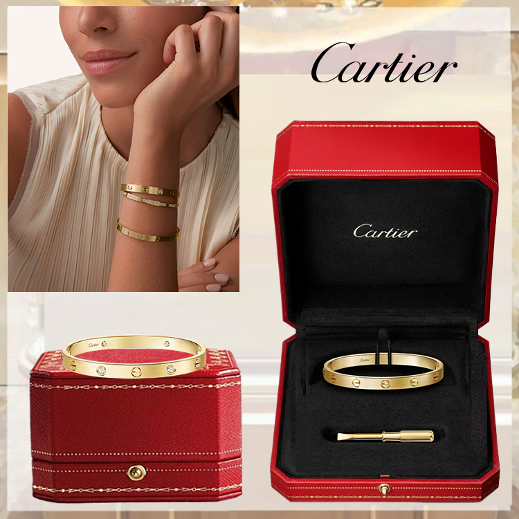 LOVE BRACELET & LOVE BRACELET, CLASSIC MODEL, BRUSHED, 4 DIAMONDS