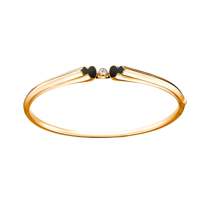 Wulu bangle in 18K yellow gold with diamond and black HyCeram®