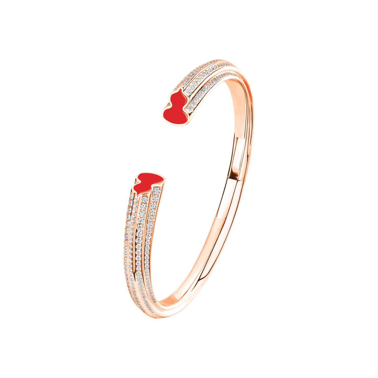 Wulu bangle in 18K rose gold with diamonds and red agate