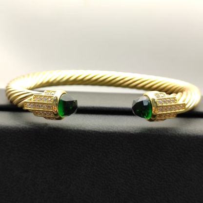 7mm Cable Bracelet with Peridot & Diamond Accents