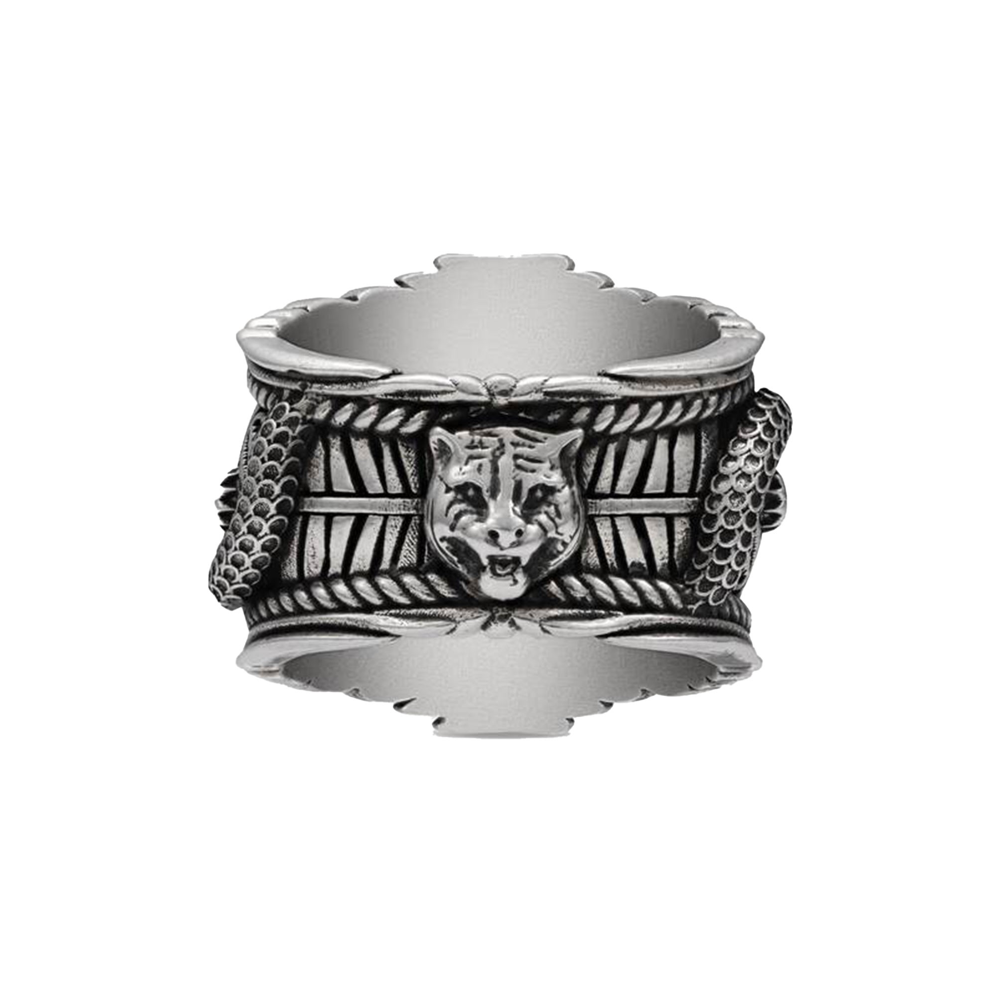 Medium Feline Head Sterling Silver Ring