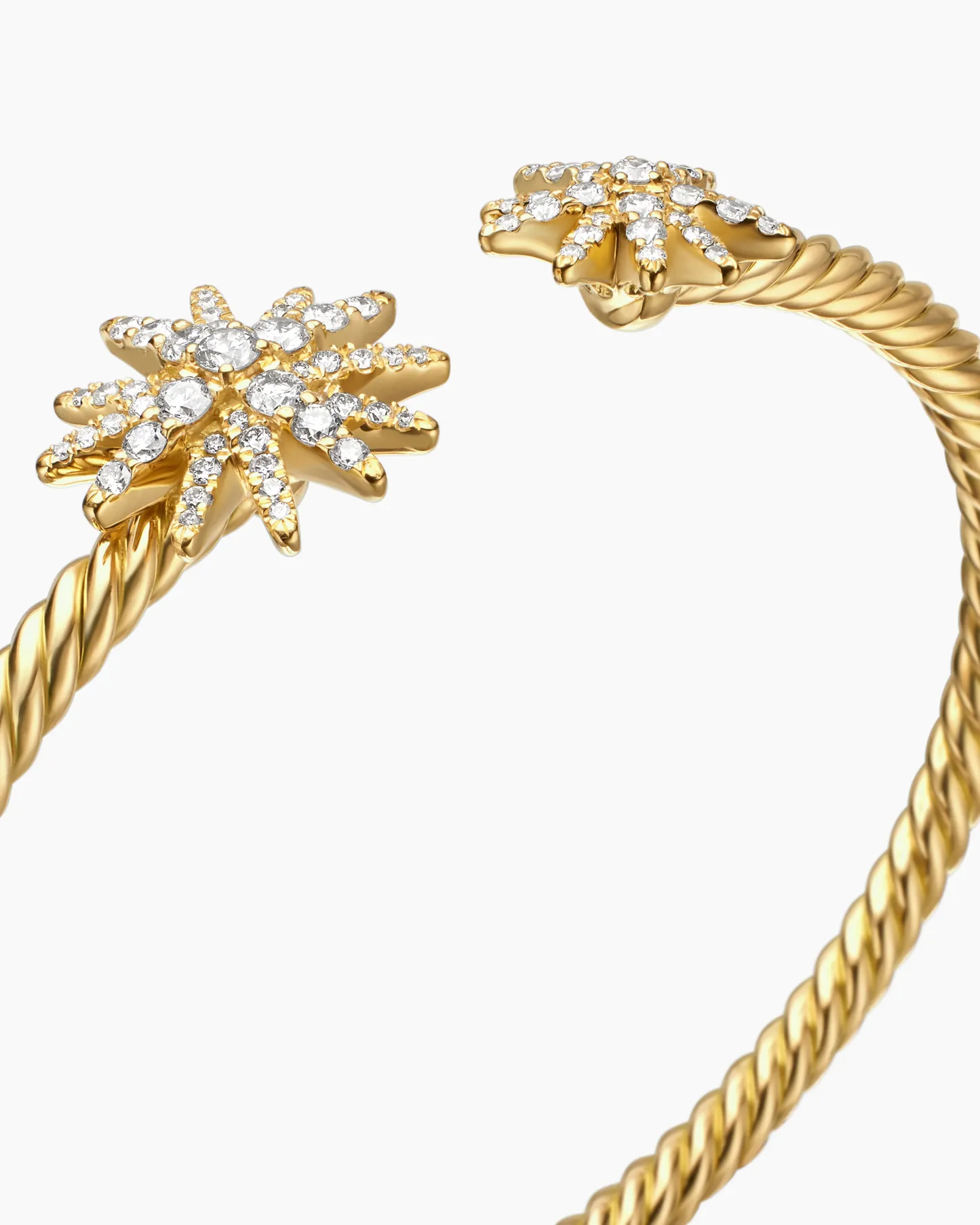 Starburst Cable Bracelet 18K Yellow Gold with Diamonds, 3.5mm, 4mm