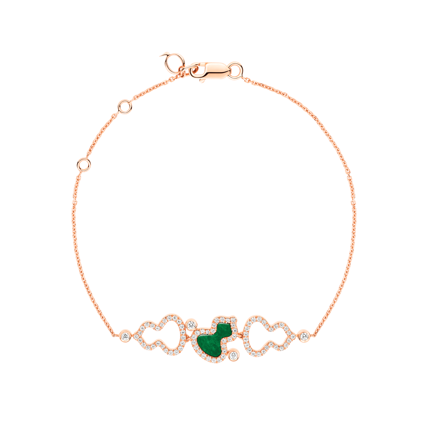 Wulu bracelet in 18K rose gold with diamonds and jade
